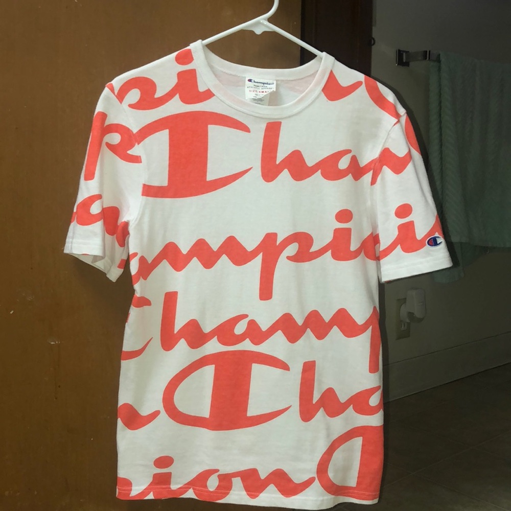 Men’s Allover Champion Script White/Salmon